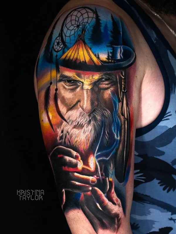 men color realism tattoo auf shoulder #31296 | Tätowierer Кристина Тейлор