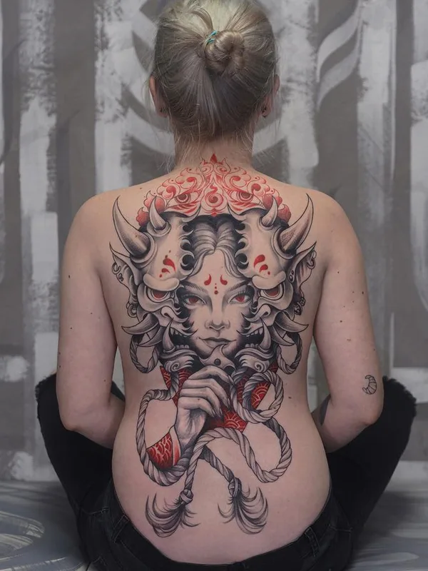 female color japanese Tatuagem em full back #71357 | Tatuador Daria More 
