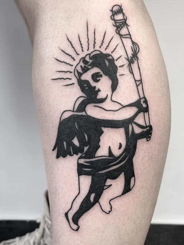 black blackwork Tatuagem em calf #72345 | Tatuador Levi Cherry