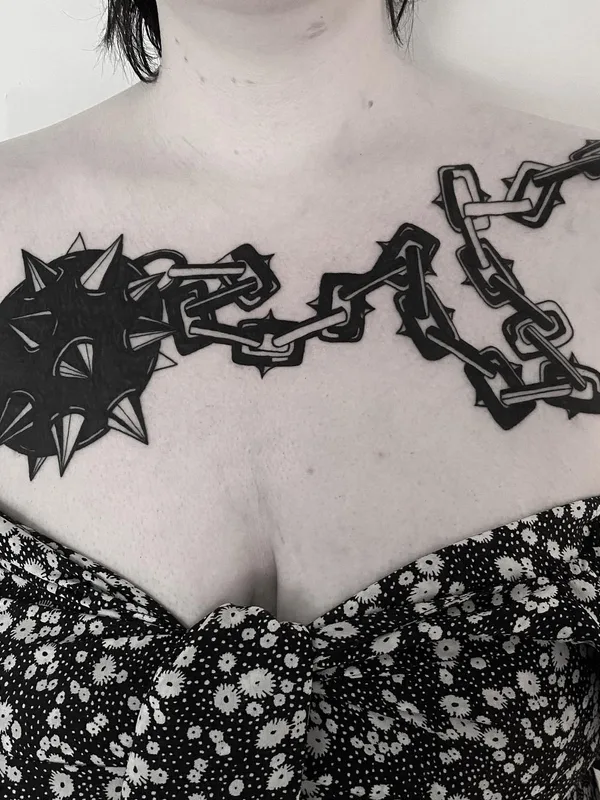 female black blackwork Tatuagem em chest #72334 | Tatuador Levi Cherry