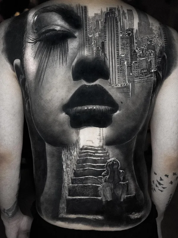 black and grey realism tatuaje en full back #58530 | Tatuador Hyeongho Jackson Choi