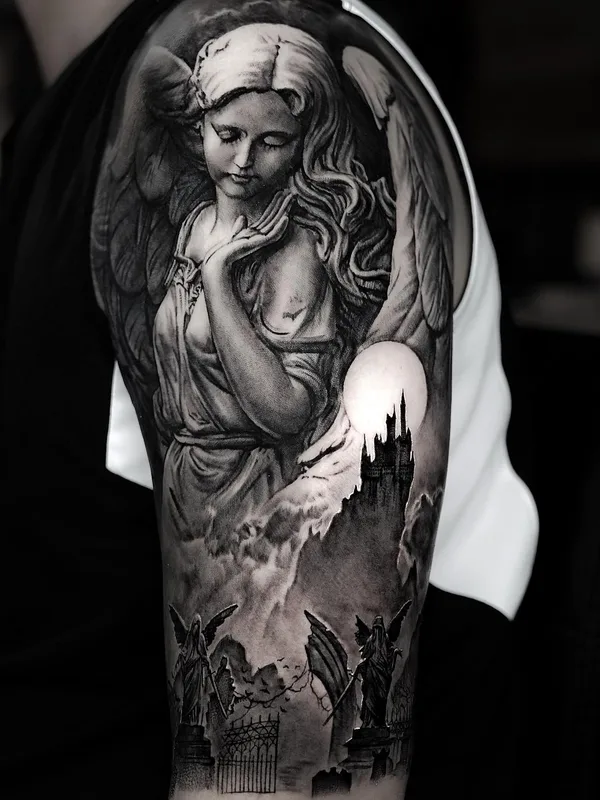 black and grey realism tatuaje en full sleeve #58527 | Tatuador Hyeongho Jackson Choi