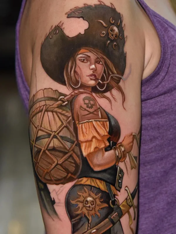 female color illustrative Tatuaggio su upper arm #42360 | Tatuatore Danny Elliott