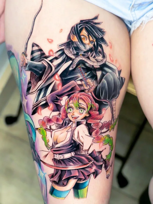 female color anime татуировка на thigh #42390 | Тату мастер Doggiett