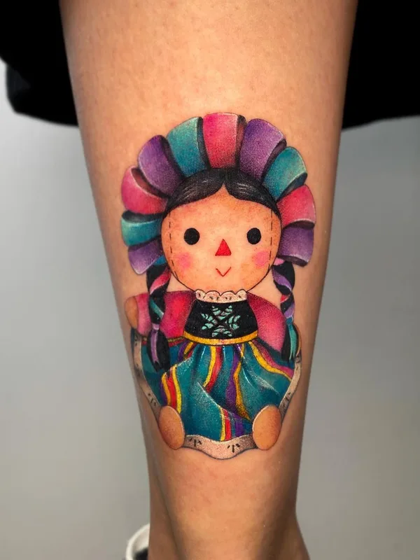 color illustrative tattoo on thigh #42402 | Tattoo Artist Andrea Perea