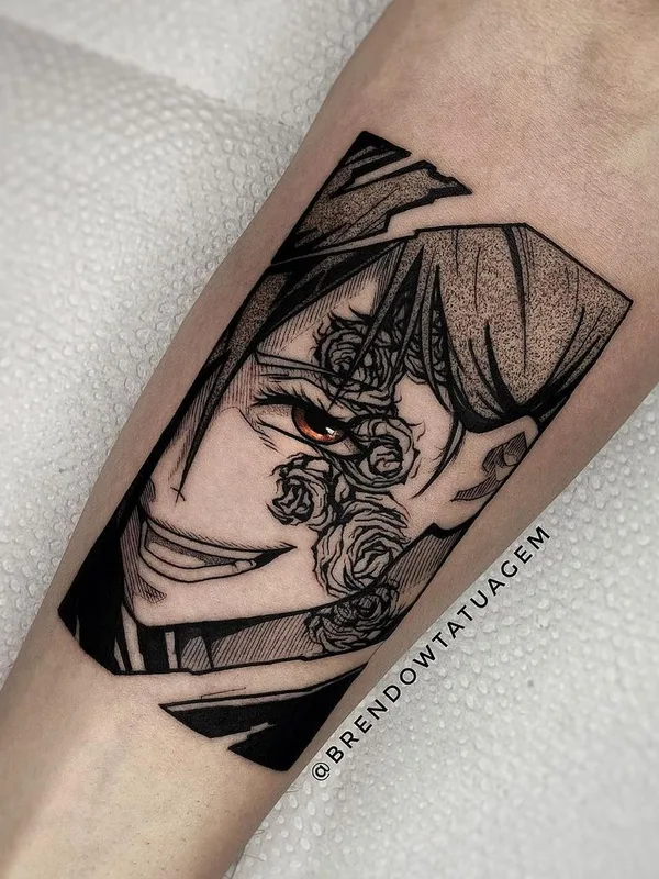 black and grey anime tatouage sur forearm #42417 | Artiste tatoueur Brendow Nany