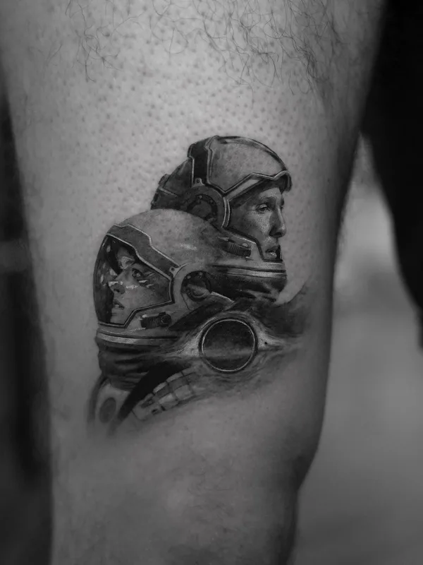 black and grey realism tattoo on thigh #42433 | Tattoo Artist BEN