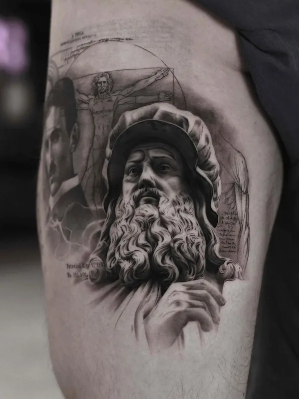 black and grey realism tattoo auf thigh #42454 | Tätowierer Avihoo Ben Gida