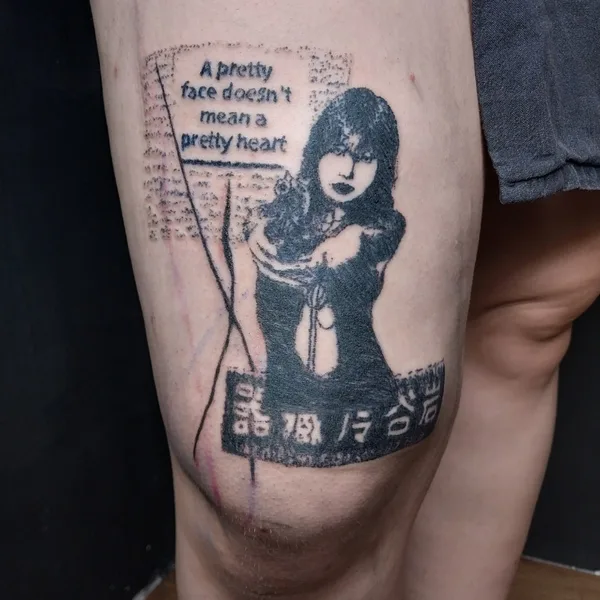 handpoke tattoo by vReta hAndpoke in Barcelona