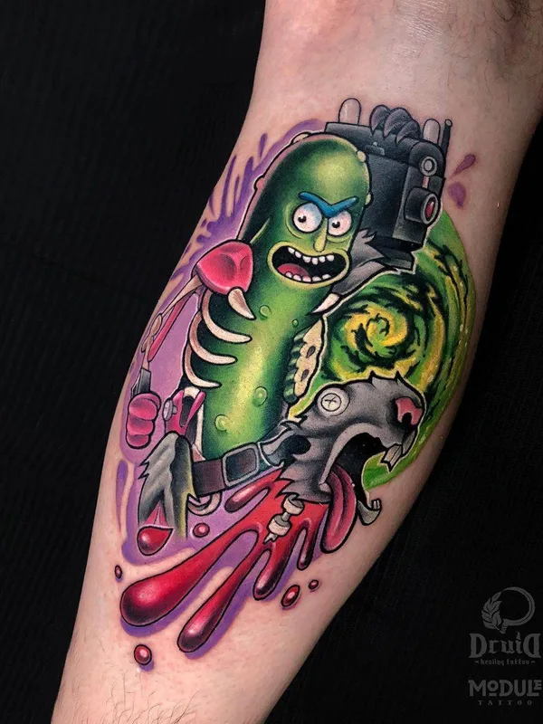 color cartoon Tatuaggio su calf #32944 | Tatuatore Татьяна Ткаченко