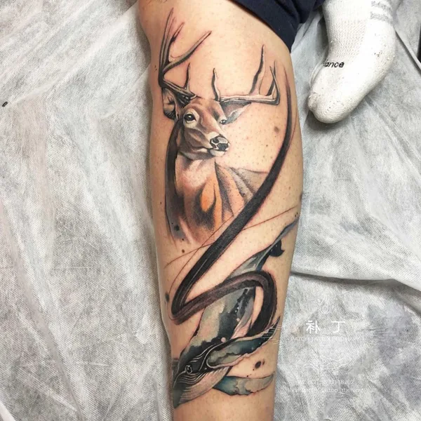 Watercolor tattoo by Jingxi Gu in Los Angeles