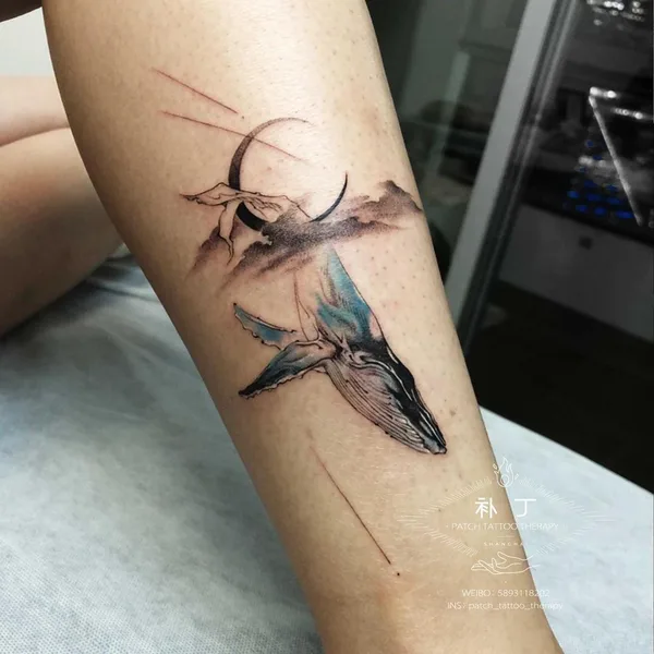 Watercolor tattoo by Jingxi Gu in Los Angeles