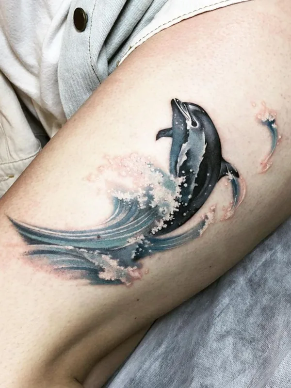 color realism татуировка на thigh #43289 | Тату мастер Jingxi Gu