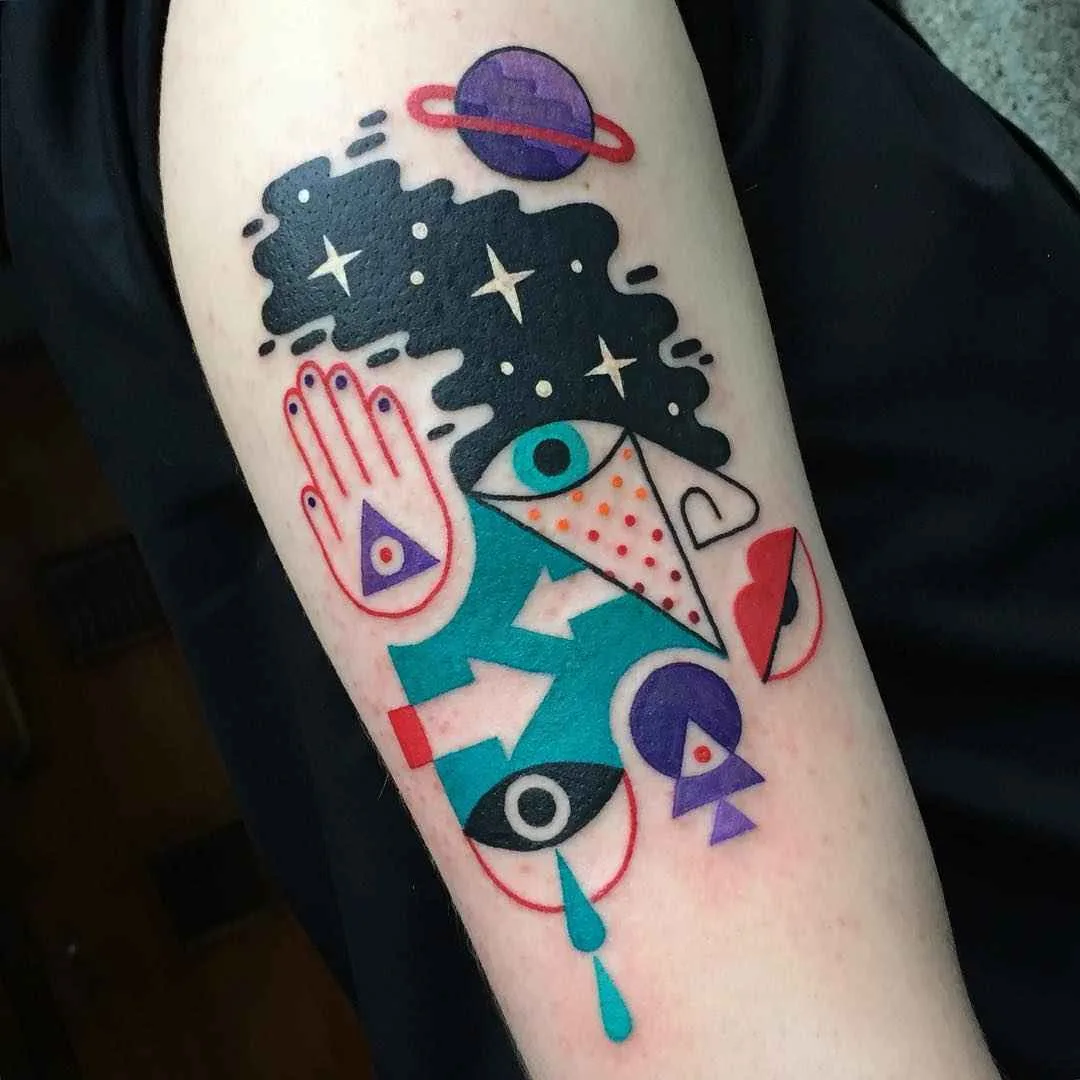 тату мастер Winston Whale цветные абстрактные татуировки | tattoo artist Winston Whale colour abstract tattoo