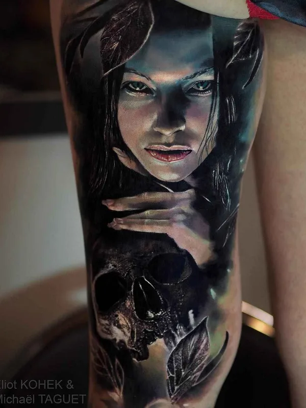 color realism Tatuaggio su thigh #16519 | Tatuatore Eliot Kohek