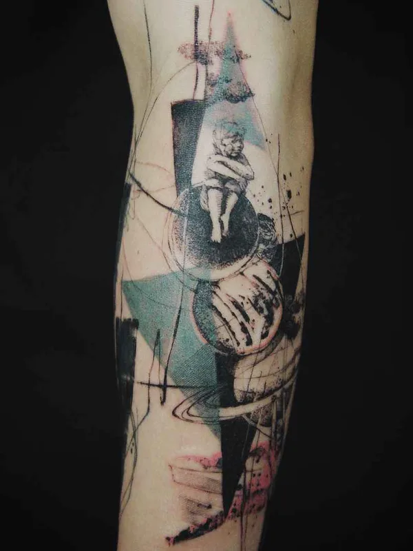 black and grey abstract tattoo auf forearm #17685 | Tätowierer NADi