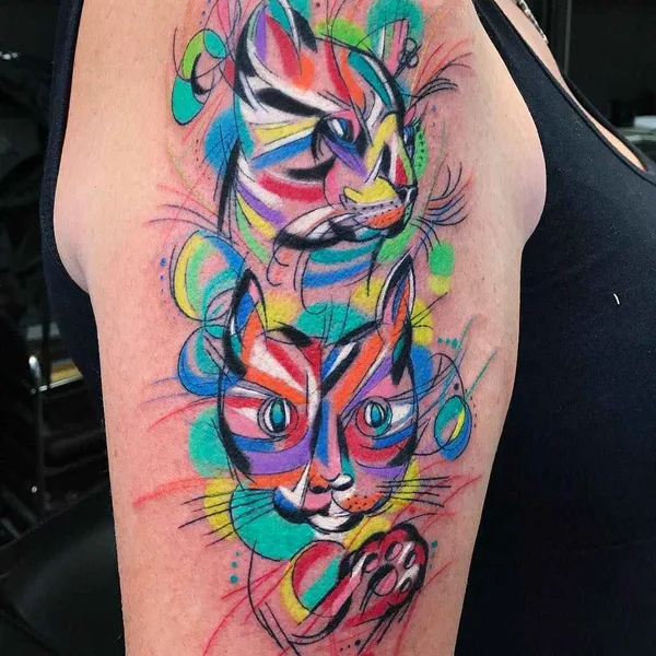 Graphic tattoo by Sebastian Barone in Málaga