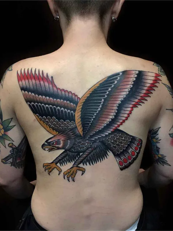 color traditional татуировка на full back #16506 | Тату мастер Дмитрий Речной