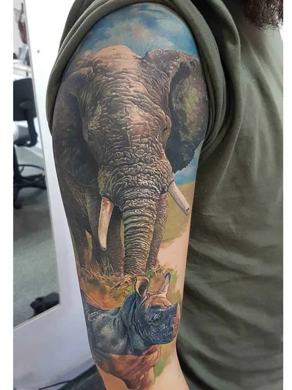 color realism Tatuaggio su full sleeve #11695 | Tatuatore Led Coult