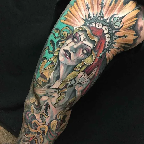New School tattoo by Teresa Sharpe in Richmond