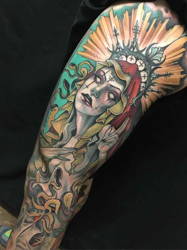 color realism tatouage sur full sleeve #14053 | Artiste tatoueur Teresa Sharpe