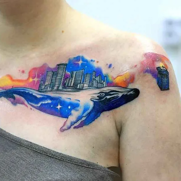 Watercolor tattoo by Matty Nox in Moscow