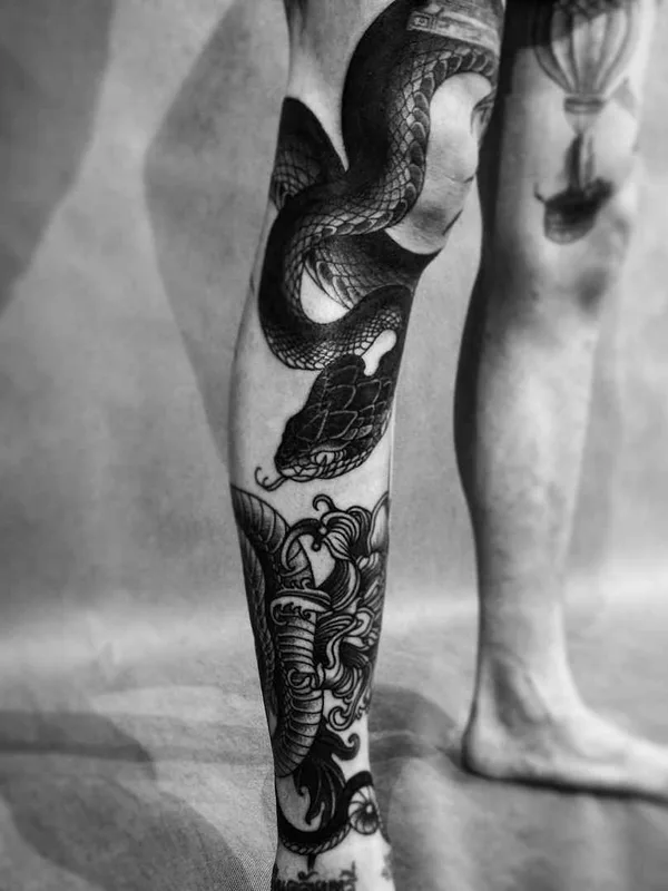 engraving tattoo by Alexander Grim in Praha