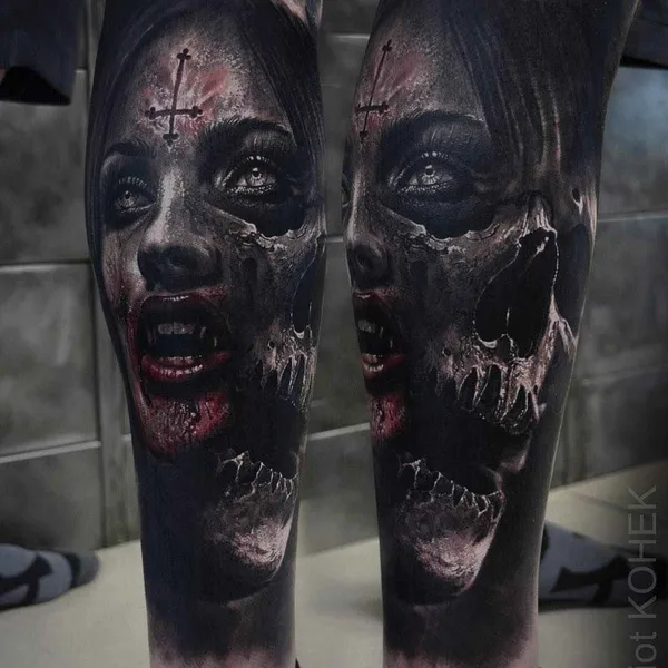 Horror tattoo by Eliot Kohek in Annecy