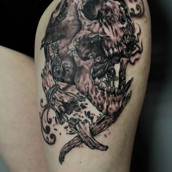 Horror tattoo by zotoff_tattoo in Moscow