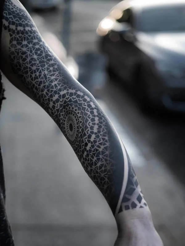 Ornamental tattoo by Dillon Forte in Austin