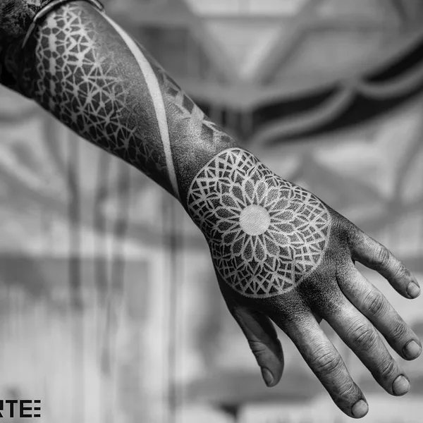 Ornamental tattoo by Dillon Forte in Austin