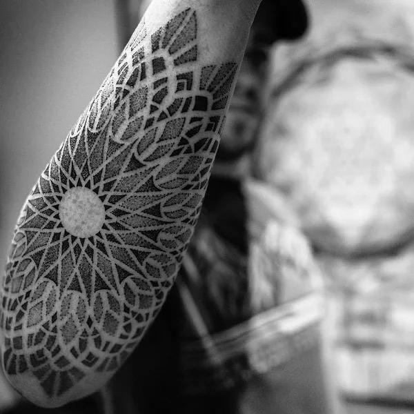 Ornamental tattoo by Dillon Forte in Austin