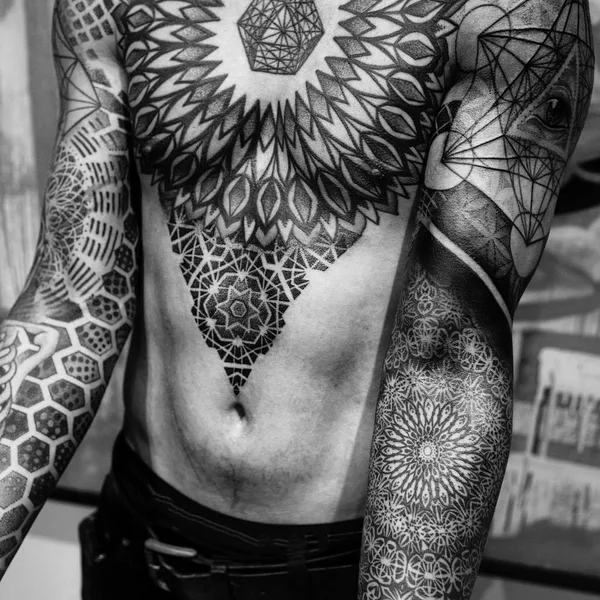 Ornamental tattoo by Dillon Forte in Austin