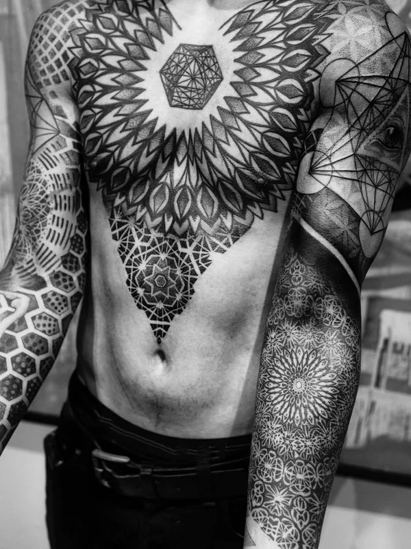 Ornamental tattoo by Dillon Forte in Austin
