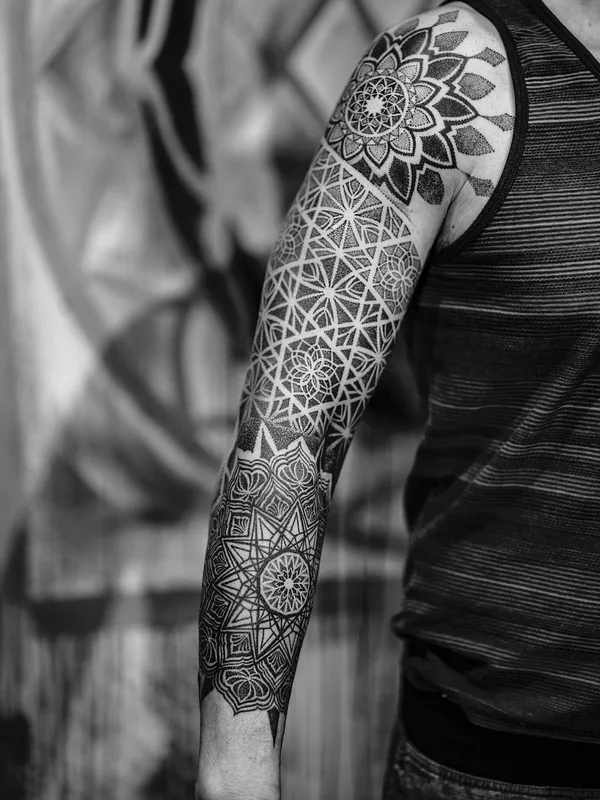 Ornamental tattoo by Dillon Forte in Austin