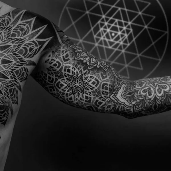 Ornamental tattoo by Dillon Forte in Austin