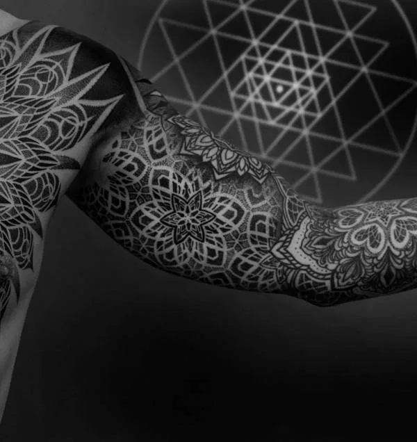 Ornamental tattoo by Dillon Forte in Austin