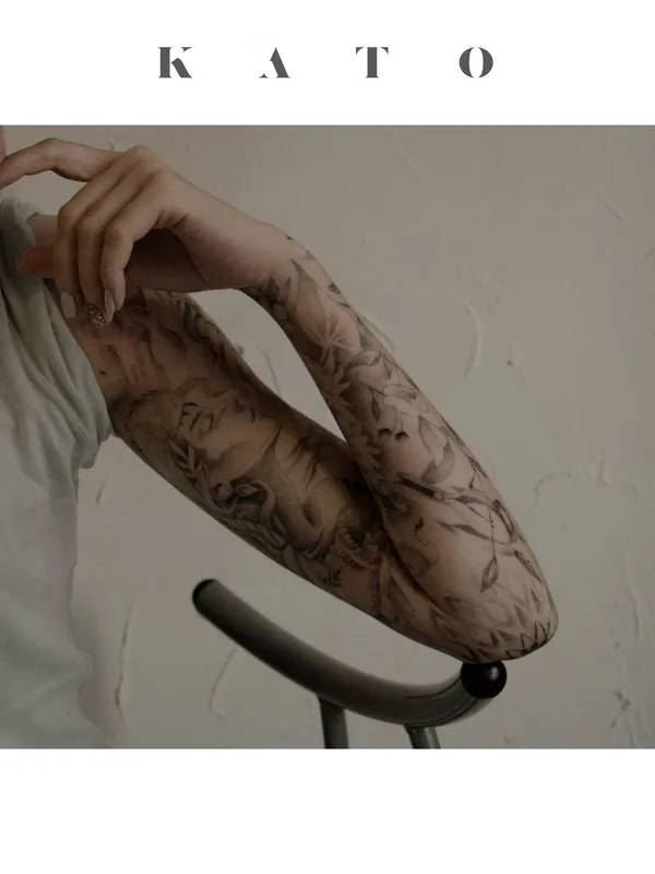 female black and grey black and grey татуировка на full sleeve #48348 | Тату мастер Екатерина Като