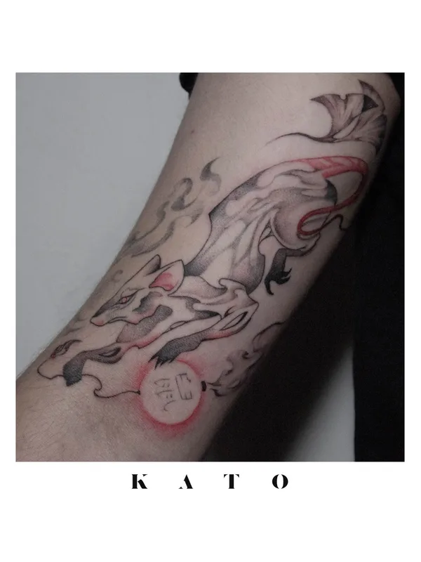 black and grey japanese татуировка на forearm #48349 | Тату мастер Екатерина Като