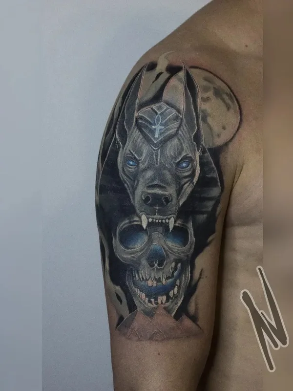 color black and grey Tatuaggio su shoulder #48424 | Tatuatore Voronin Pavel