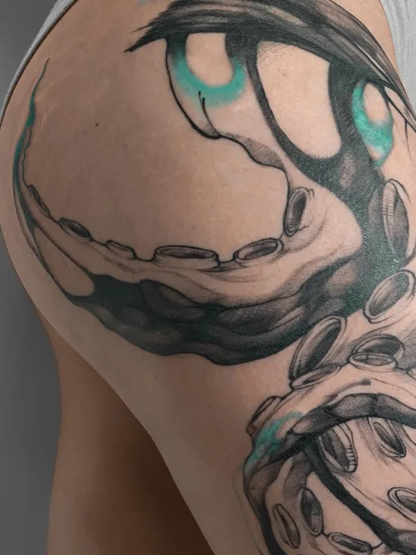 black and grey black and grey татуировка на thigh #48485 | Тату мастер Татьяна Icytattoo