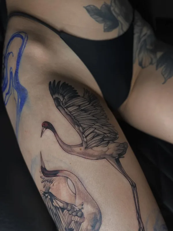 female color japanese татуировка на thigh #48490 | Тату мастер Татьяна Icytattoo