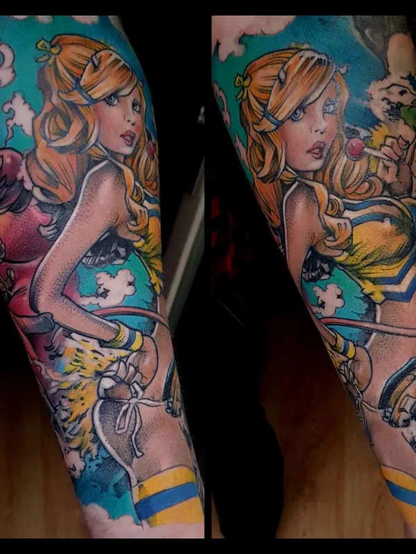color new school tattoo auf full sleeve #35230 | Tätowierer Skinlab tattoo Praha - Mirek