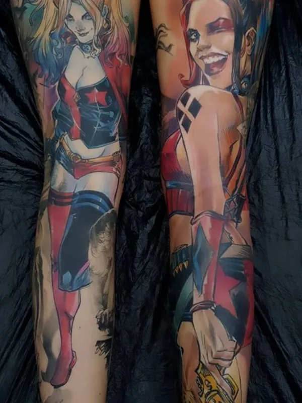 female color illustrative tattoo auf thigh #35232 | Tätowierer Skinlab tattoo Praha - Mirek