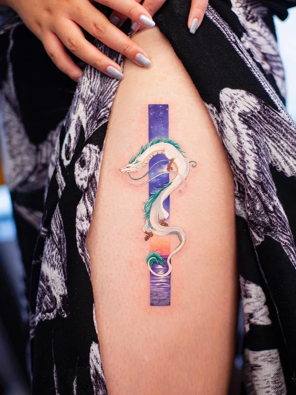 female color oriental, miniature tatouage sur thigh #51949 | Artiste tatoueur Franky Yang