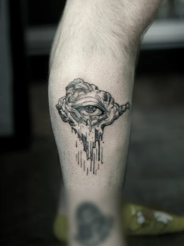black and grey blackwork татуировка на calf #65354 | Тату мастер Пантель Воронеж