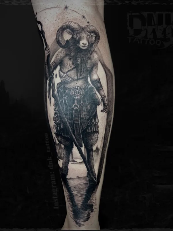 black and grey realism татуировка на calf #65389 | Тату мастер Денис Коргунов