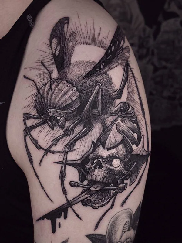 black blackwork 타투 부위 shoulder #29718 | 타투이스트 BBrung