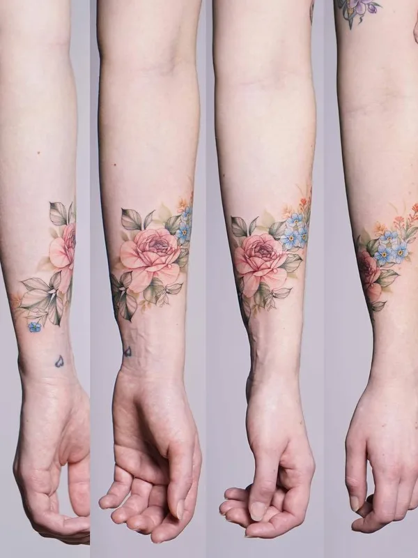 female color botanic tatouage sur forearm #29773 | Artiste tatoueur Silo