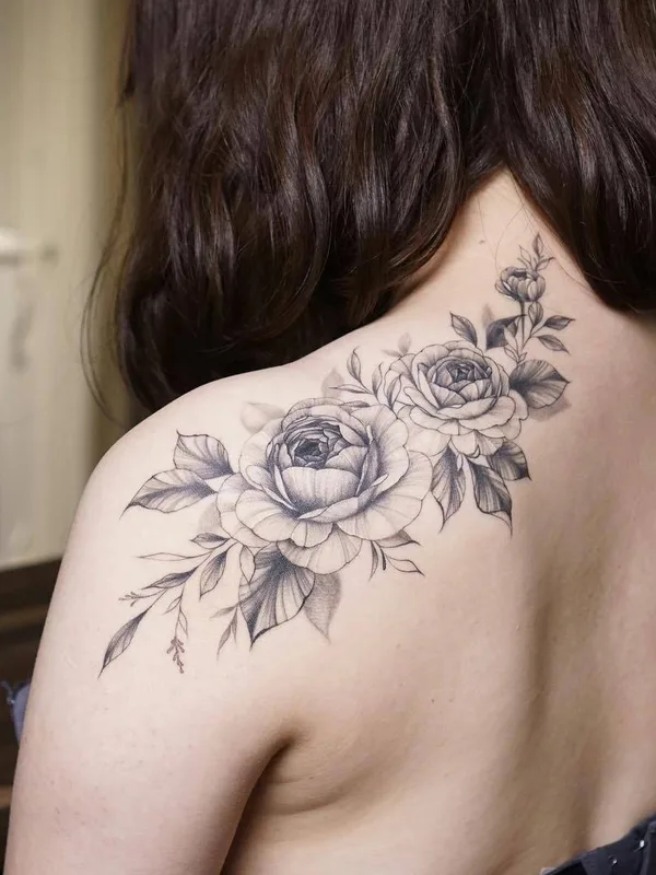 female black botanic tatouage sur back #29771 | Artiste tatoueur Silo